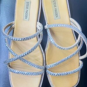 Steve Madden Glittering Silver Strappy Sandals